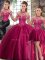 Noble Halter Top Sleeveless 15 Quinceanera Dress Brush Train Beading Fuchsia Tulle