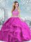 Fuchsia Clasp Handle Scoop Beading and Ruffles Quinceanera Gowns Organza Sleeveless