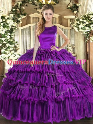 Custom Made Sleeveless Ruffled Layers Lace Up Sweet 16 Dresses