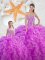New Arrival Fuchsia Lace Up Sweet 16 Dress Beading and Ruffles Sleeveless Floor Length