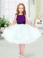 Sleeveless Sequins and Hand Made Flower Zipper Kids Formal Wear