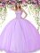 Free and Easy Lilac Ball Gowns Sweetheart Sleeveless Tulle Floor Length Lace Up Beading Quinceanera Gown