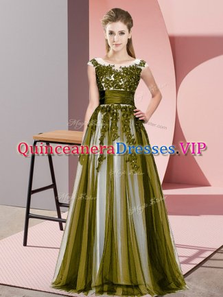 Extravagant Olive Green Tulle Zipper Quinceanera Court of Honor Dress Sleeveless Floor Length Beading and Lace