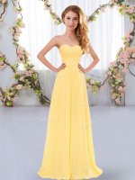 Sweetheart Sleeveless Lace Up Quinceanera Court Dresses Gold Chiffon