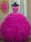 Decent Fuchsia Sleeveless Organza Lace Up Quinceanera Gowns for Military Ball and Sweet 16 and Quinceanera