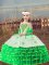 Green Organza Lace Up Child Pageant Dress Sleeveless Floor Length Beading and Embroidery and Ruffled Layers