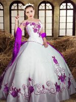 Sleeveless Floor Length Embroidery Lace Up Military Ball Gown with White(SKU XBQD013-10BIZ)