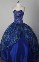 Clearance Ball Gown Strapless Floor-length Blue Quincenera Dresses TD26002