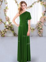 Custom Design Green Criss Cross Dama Dress for Quinceanera Ruching Sleeveless Floor Length(SKU BMT0468-3BIZ)