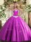 Tulle Sleeveless Floor Length Quinceanera Gown and Appliques
