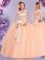 Peach Quinceanera Gowns Military Ball and Sweet 16 and Quinceanera with Beading and Bowknot Sweetheart Sleeveless Zipper