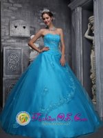 Salamanca Spain Sweetheart Applique Decorate Baby Blue Tulle Quinceanera Dresses With A-line Style In Oklahoma