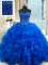 Royal Blue Sleeveless Floor Length Beading and Ruffles Lace Up Sweet 16 Quinceanera Dress