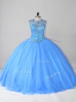 Excellent Scoop Sleeveless Lace Up Ball Gown Prom Dress Blue Tulle(SKU PSSW1135-3BIZ)