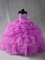 Floor Length Lace Up Quinceanera Gown Lilac for Sweet 16 and Quinceanera with Beading and Ruffles and Pick Ups
