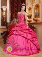 Gonzales TX Wonderful Sweetheart Christmas Party dress For Gorgeous Hot Pink Pick-ups and Appliques Ball Gown(SKU QDZY637y-4BIZ)