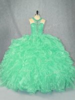 Sleeveless Beading and Ruffles Zipper Vestidos de Quinceanera