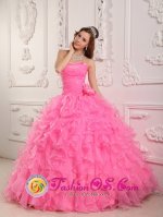 Hato del Yaque Dominican Republic Romantic Sweetheart Rose Pink Organza Beading Ball Gown Quinceanera For Formal Evening