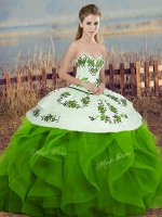 Clearance Floor Length Green Quinceanera Gown Sweetheart Sleeveless Lace Up