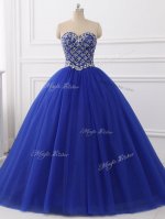 On Sale Royal Blue Sleeveless Tulle Lace Up Quinceanera Dresses for Military Ball and Sweet 16 and Quinceanera(SKU SWQD211BIZ)