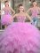 Three Piece Sweetheart Sleeveless Lace Up Vestidos de Quinceanera Lilac Tulle