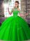Tulle Sleeveless Sweet 16 Quinceanera Dress Brush Train and Beading and Pick Ups