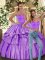 Dynamic Sweetheart Sleeveless 15 Quinceanera Dress Floor Length Ruffled Layers Lilac Satin