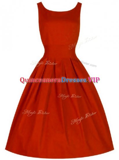 Red Sleeveless Knee Length Ruching Lace Up Quinceanera Dama Dress - Click Image to Close