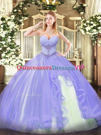 Wonderful Floor Length Ball Gowns Sleeveless Lavender 15th Birthday Dress Lace Up - Click Image to Close
