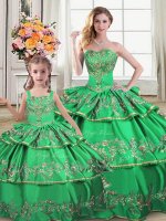 Simple Sweetheart Sleeveless Lace Up Ball Gown Prom Dress Green