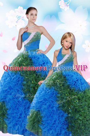 Multi-color Ball Gowns Sequins and Pick Ups Quince Ball Gowns Lace Up Taffeta Sleeveless Floor Length