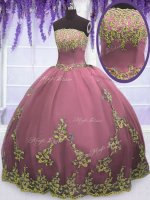 Fancy Lilac Strapless Zipper Appliques 15 Quinceanera Dress Sleeveless(SKU PSSW028-28BIZ)
