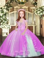 Glorious Sleeveless Beading Lace Up Little Girls Pageant Gowns