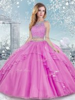 Floor Length Lilac Quinceanera Gown Scoop Sleeveless Clasp Handle