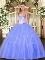 Tulle Sleeveless Floor Length Sweet 16 Dress and Beading