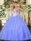 Tulle Sleeveless Floor Length Sweet 16 Dress and Beading