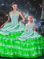 Fancy Multi-color Sleeveless Organza Lace Up Sweet 16 Quinceanera Dress for Military Ball and Sweet 16 and Quinceanera