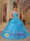 Anchorage Alaska/AK Glistening Sequin and Organza With Bows Formal Baby Blue Strapless Quinceanera Dress Ball Gown