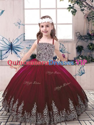 Sleeveless Lace Up Floor Length Beading and Embroidery Pageant Gowns For Girls