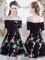 Glamorous Short Sleeves Mini Length Appliques Lace Up Quinceanera Dama Dress with Black