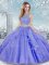 Lavender Tulle Clasp Handle Sweet 16 Quinceanera Dress Sleeveless Floor Length Beading and Lace