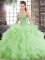 Fashion Tulle Lace Up Sweetheart Sleeveless Vestidos de Quinceanera Brush Train Beading and Ruffles