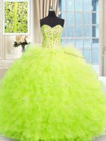Sweet Tulle Sleeveless Floor Length Vestidos de Quinceanera and Beading and Ruffles(SKU PSSW0348-5BIZ)
