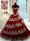Fabulous Sleeveless With Train Beading and Appliques and Ruffled Layers Lace Up 15th Birthday Dress with Wine Red Court Train