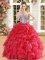 Organza Sleeveless Floor Length Quinceanera Dress and Beading and Ruffles