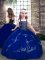 Royal Blue Lace Up Straps Beading Kids Pageant Dress Lace Sleeveless