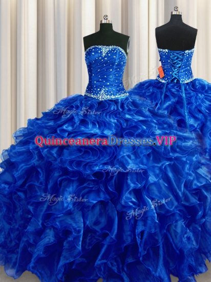 Exquisite Sleeveless Beading and Ruffles Lace Up 15 Quinceanera Dress - Click Image to Close