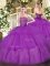 Purple Strapless Neckline Beading and Ruffled Layers Sweet 16 Dress Sleeveless Lace Up