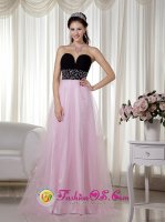 Lutz FL Pink and Black Beading Quinceanera Dama Dress A-line Sweetheart Floor-length Taffeta and Tulle