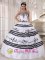 Lititz Pennsylvania/PA White and Black Quinceanera Dress With Sweetheart Neckline Embroidery Decorate
